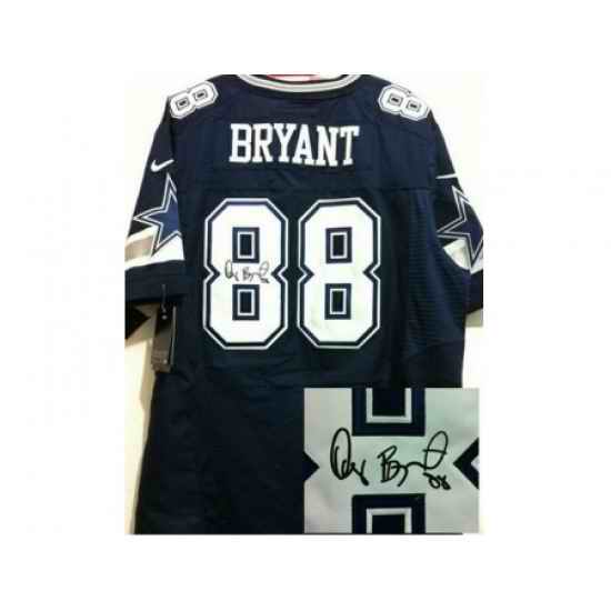 Nike Dallas Cowboys 88 Dez Bryant Blue Elite Signed NFL Jersey